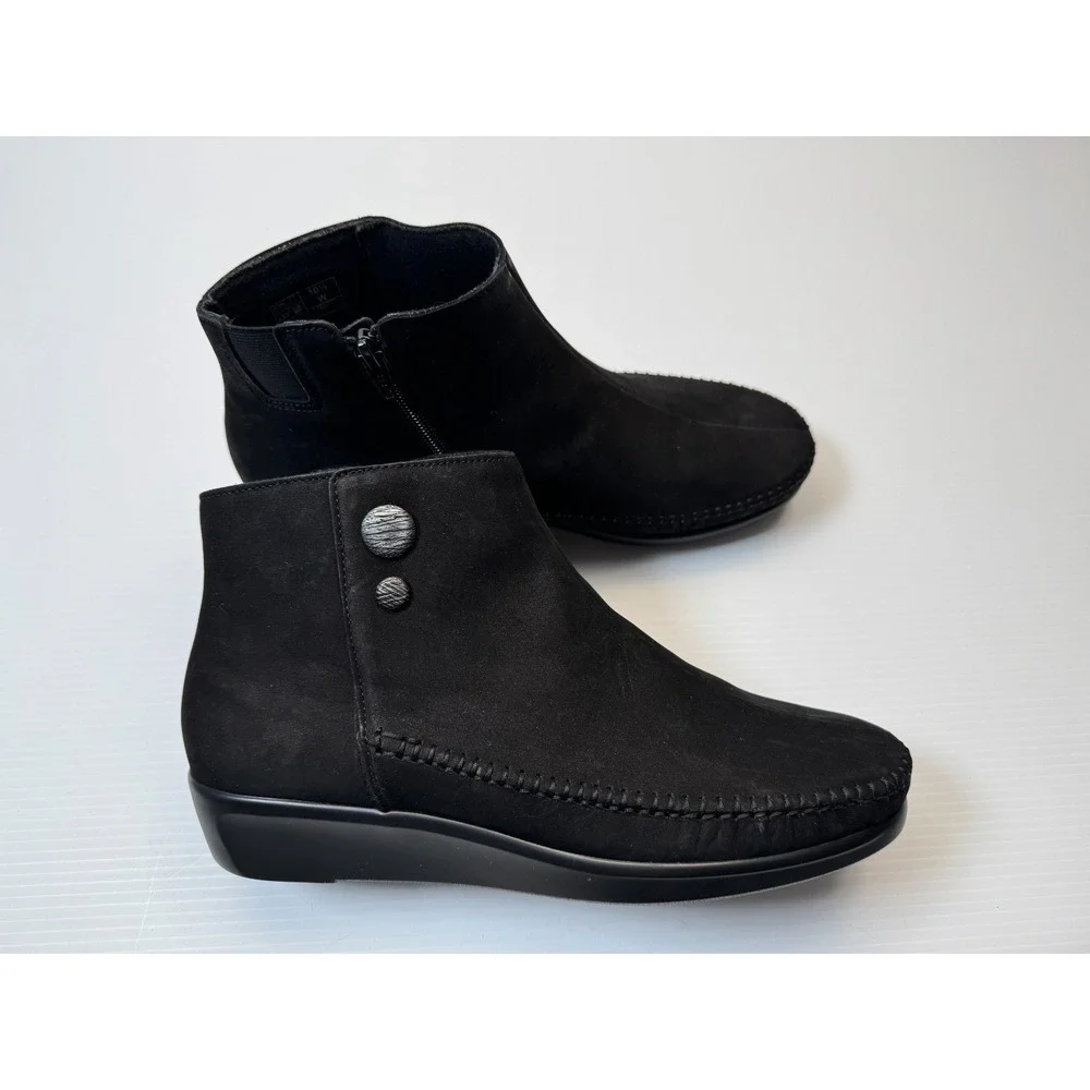 SAS Jade Ankle Boots Women 10.5W EUC $245 Leather Suede Side-zip Comfort Tripad